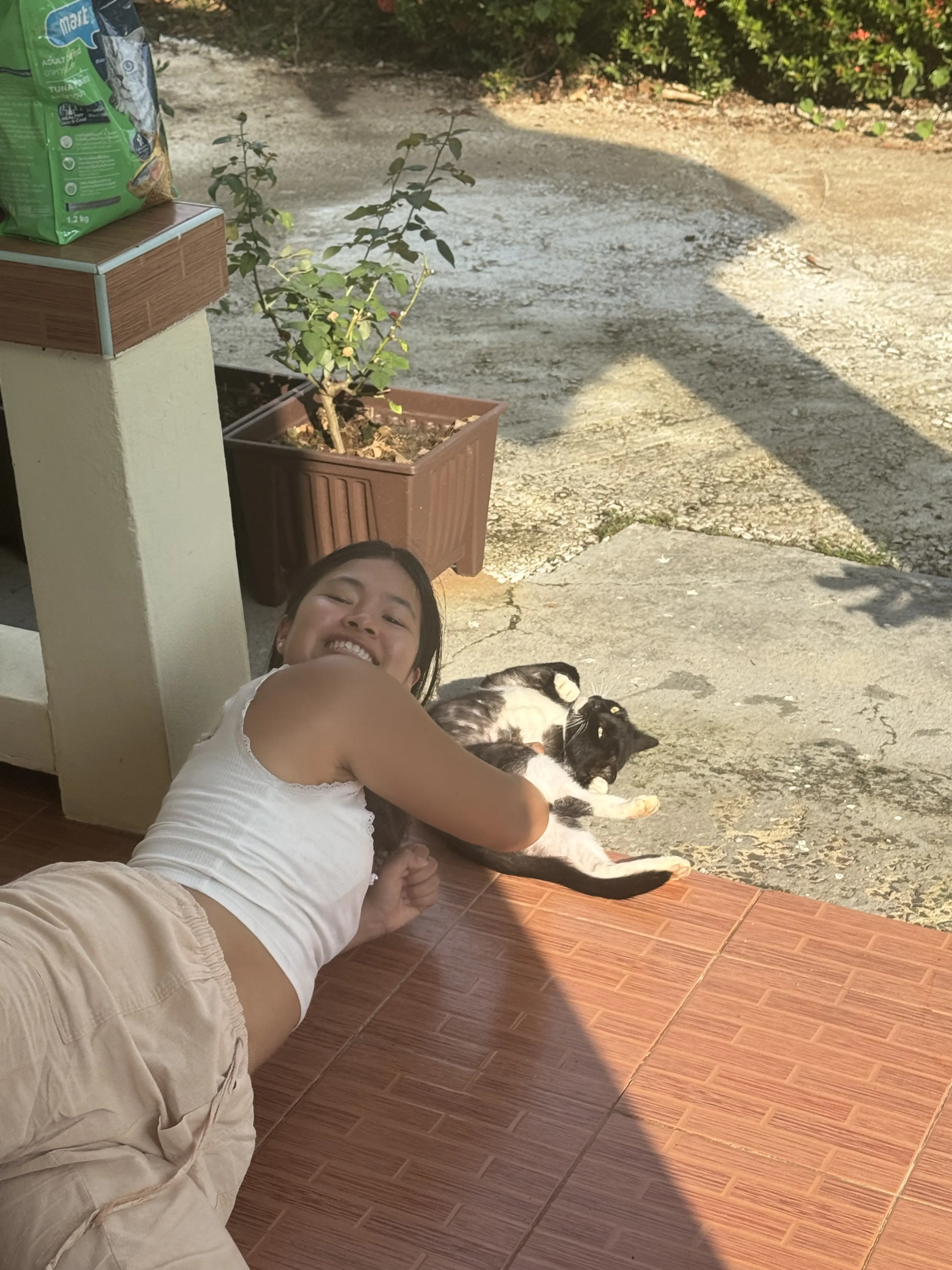 George lounging in the shade